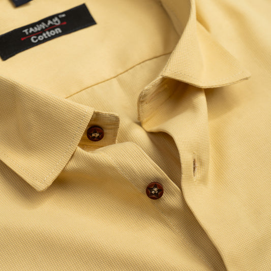 Light Yellow Color Mercerised Cotton Shirt For Men's