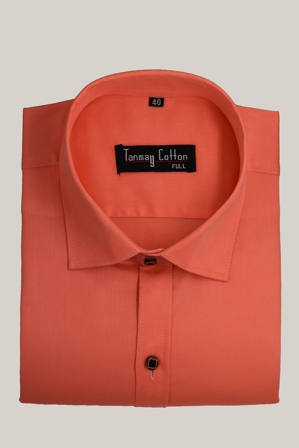 Cotton Tanmay Light Orange Color Formal Shirt for Men's