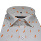 White Orange Double Rectangle Printed Cotton Shirt For Men's