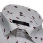 White Brown Double Rectangle Printed Cotton Shirt For Men's