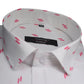 White Pink Double Rectangle Printed Cotton Shirt For Men's