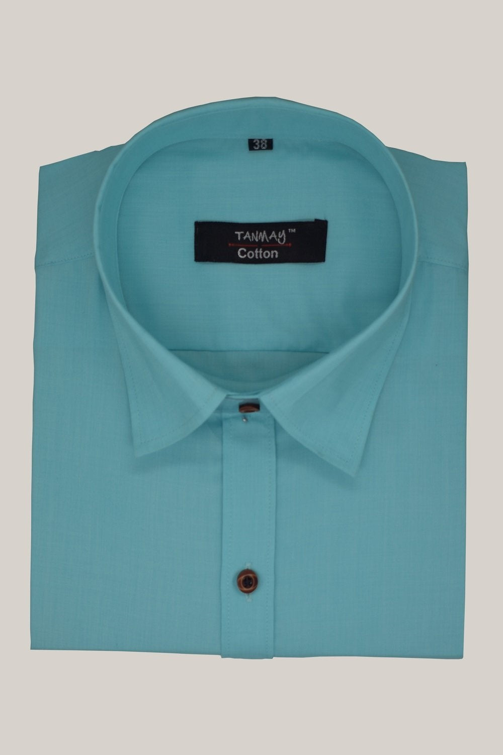 Cotton Tanmay Satin Sky Blue Color Full Sleeves Formal Shirt for Men's