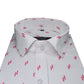 White Pink Double Rectangle Printed Cotton Shirt For Men's