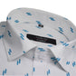 White Sky Blue Double Rectangle Printed Cotton Shirt For Men's