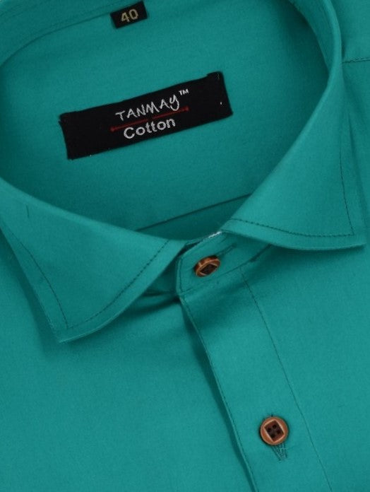 Cotton Tanmay Greenish Color Formal Shirt for Men's