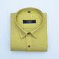 Cotton Tanmay Dark Yellow Color Linen Fill Formal Cotton Shirt For Men's