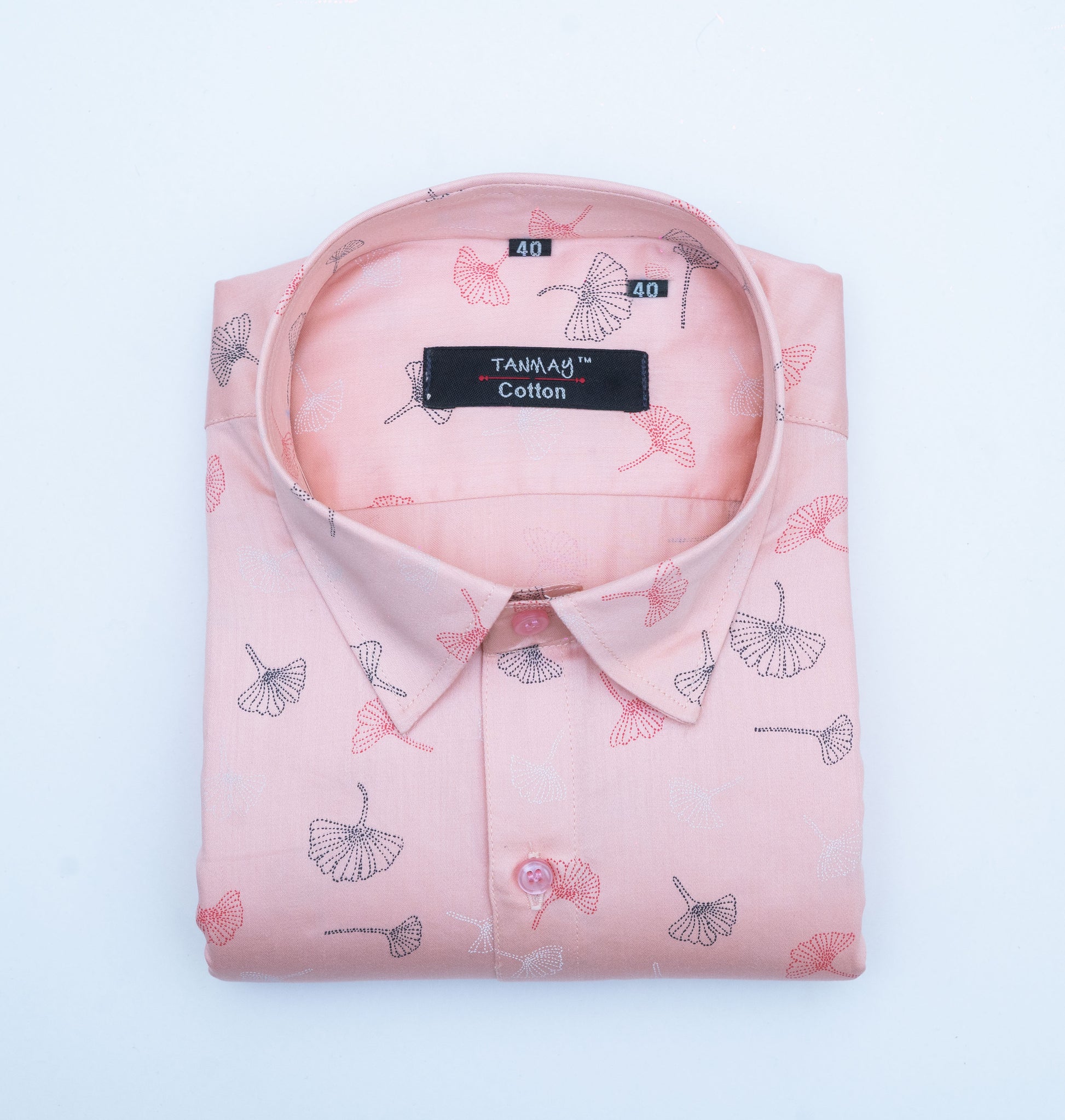 Apricot Orange Color Printed Shirt For Men's